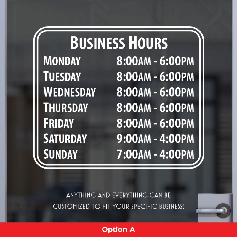 Open Hours : Custom Business Open Hour Sign Style 5