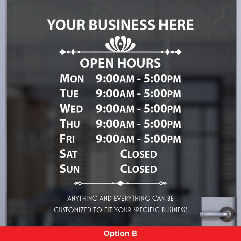 Open Hours : Custom Business Open Hour Sign Style 9